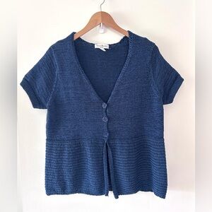 SUSAN BRISTOL Textured Navy Cardigan Lightweight Sweater